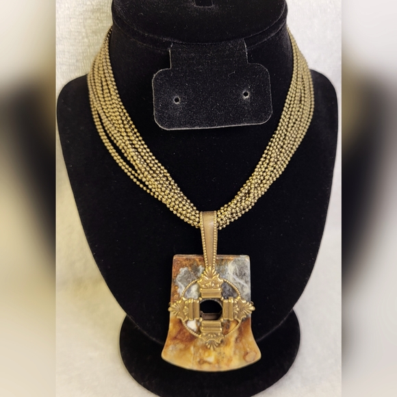 Jan Michaels Jewelry - JAN MICHAELS Brown and Gray Stone Pendant Necklace